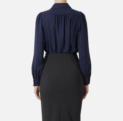 Elisabetta Franchi Shirts And Blouses|Blouse in georgette fabric with necklace and charms Navy