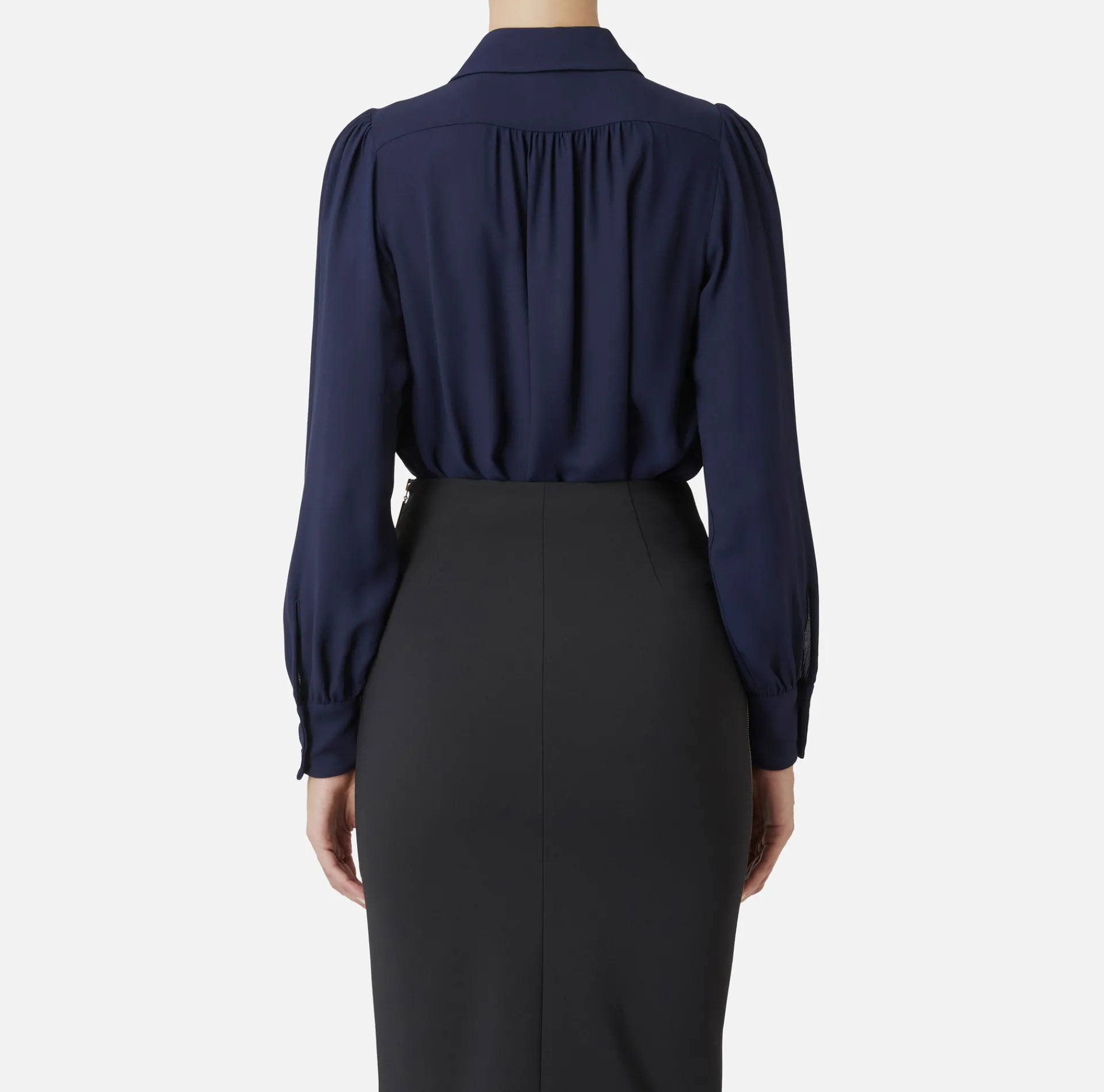 Elisabetta Franchi Shirts And Blouses|Blouse in georgette fabric with necklace and charms Navy