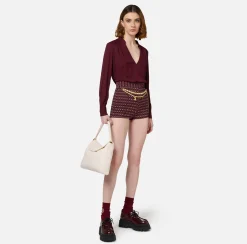 Elisabetta Franchi Shirts And Blouses|Blouse in georgette fabric with striped pattern RougeNoir