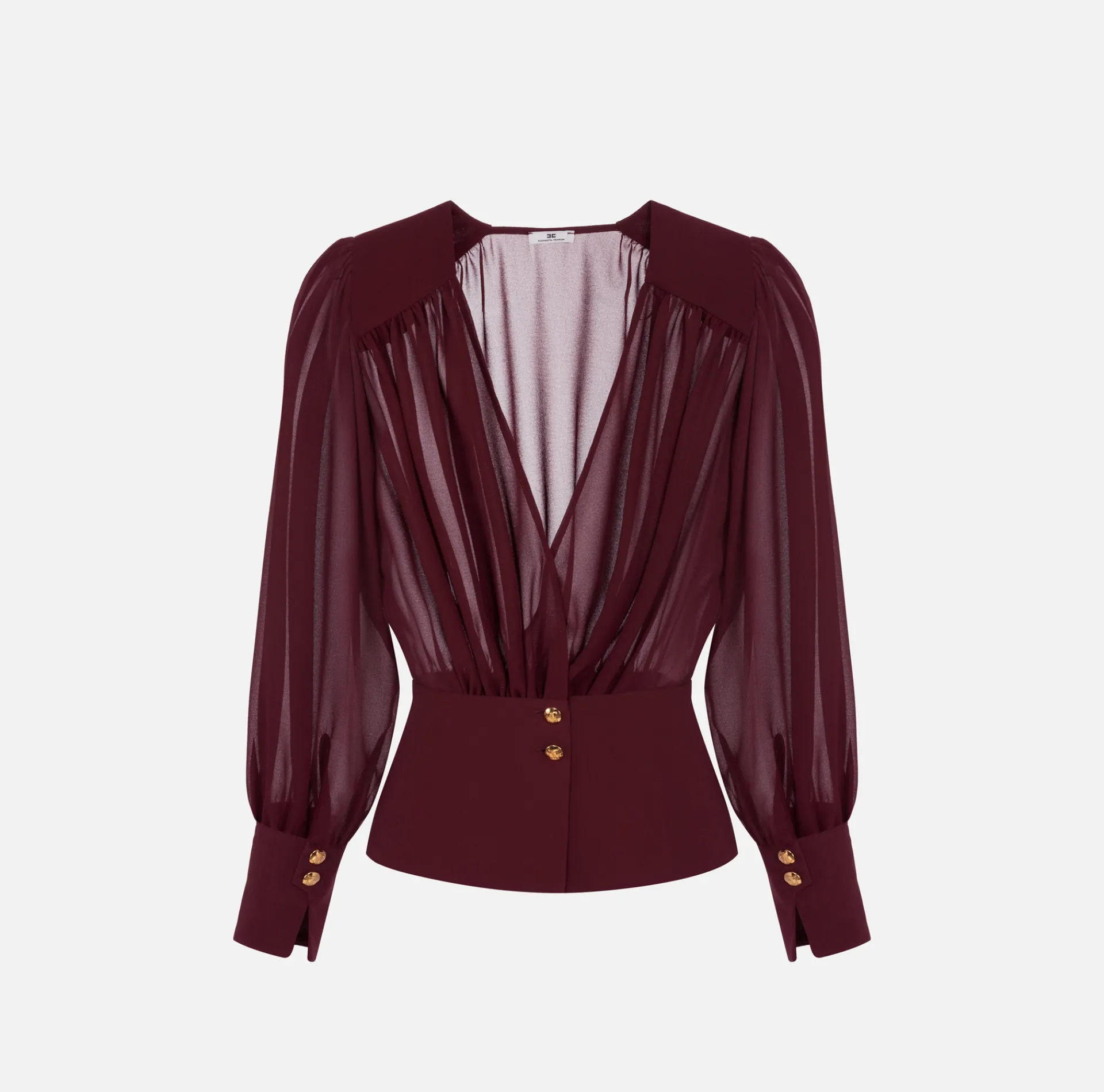 Elisabetta Franchi Shirts And Blouses|Blouse in georgette fabric with peplum RougeNoir