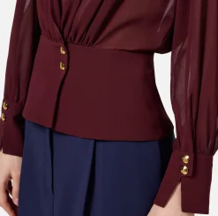 Elisabetta Franchi Shirts And Blouses|Blouse in georgette fabric with peplum RougeNoir