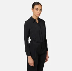 Elisabetta Franchi Shirts And Blouses|Blouse in jacquard georgette fabric with lettering Black