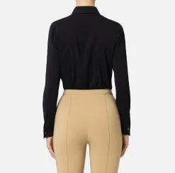 Elisabetta Franchi Shirts And Blouses|Blouse in stretch georgette fabric with bow Black