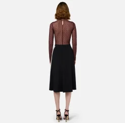 Elisabetta Franchi Top And T-Shirts|Bodysuit in jacquard tulle fabric with cups RougeNoir
