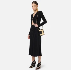 Elisabetta Franchi Top And T-Shirts|Bodysuit in jersey fabric with jewel ring Black