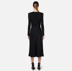 Elisabetta Franchi Top And T-Shirts|Bodysuit in jersey fabric with jewel ring Black