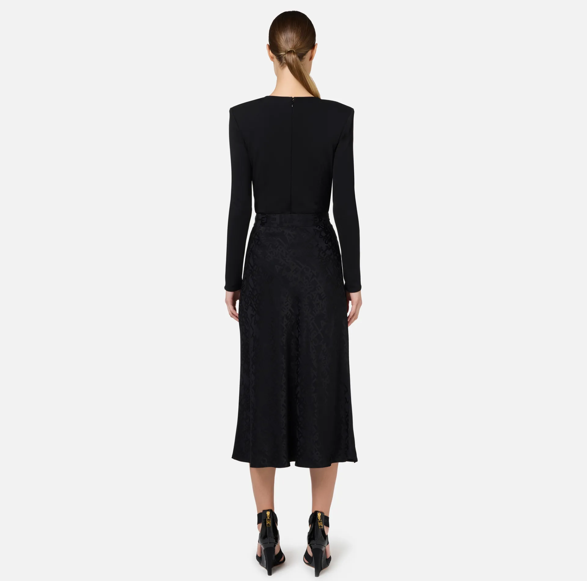 Elisabetta Franchi Top And T-Shirts|Bodysuit in jersey fabric with jewel ring Black