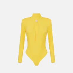 Elisabetta Franchi Top And T-Shirts|Bodysuit in jersey fabric with draping and logo plaque Mimosa