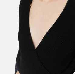 Elisabetta Franchi Top And T-Shirts|Bodysuit in narrow-ribbed lurex and viscose fabric Black