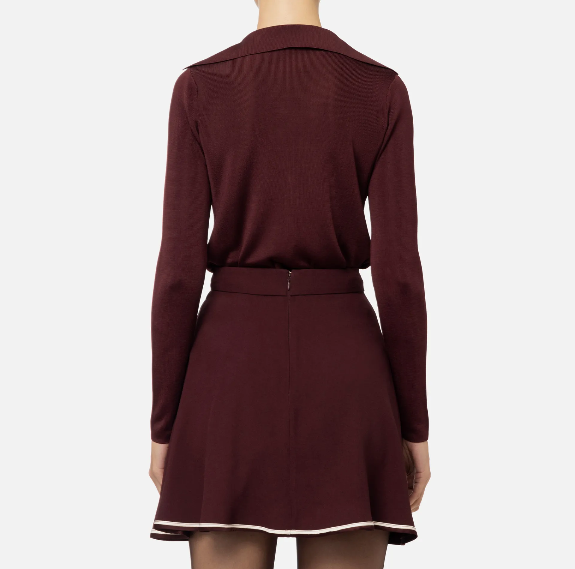 Elisabetta Franchi Top And T-Shirts|Bodysuit in shiny viscose fabric with logo embroidery RougeNoir