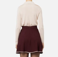 Elisabetta Franchi Top And T-Shirts|Bodysuit in shiny viscose fabric with logo embroidery Latex