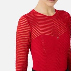 Elisabetta Franchi Top And T-Shirts|Bodysuit in viscose fabric with herringbone pattern RedPassion