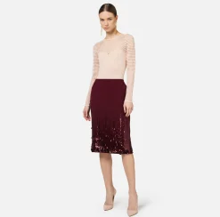 Elisabetta Franchi Top And T-Shirts|Bodysuit in viscose fabric with herringbone pattern PowderPink