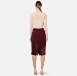 Elisabetta Franchi Top And T-Shirts|Bodysuit in viscose fabric with herringbone pattern PowderPink