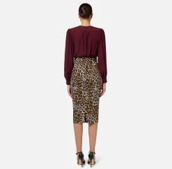 Elisabetta Franchi Shirts And Blouses|Top And T-Shirts|Bodysuit-style blouse in georgette fabric with embroidery on the shoulders RougeNoir