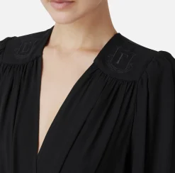 Elisabetta Franchi Shirts And Blouses|Top And T-Shirts|Bodysuit-style blouse in georgette fabric with embroidery on the shoulders Black