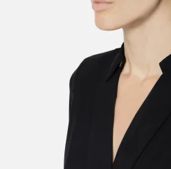 Elisabetta Franchi Shirts And Blouses|Top And T-Shirts|Bodysuit-style blouse in georgette fabric with crossover neckline Black