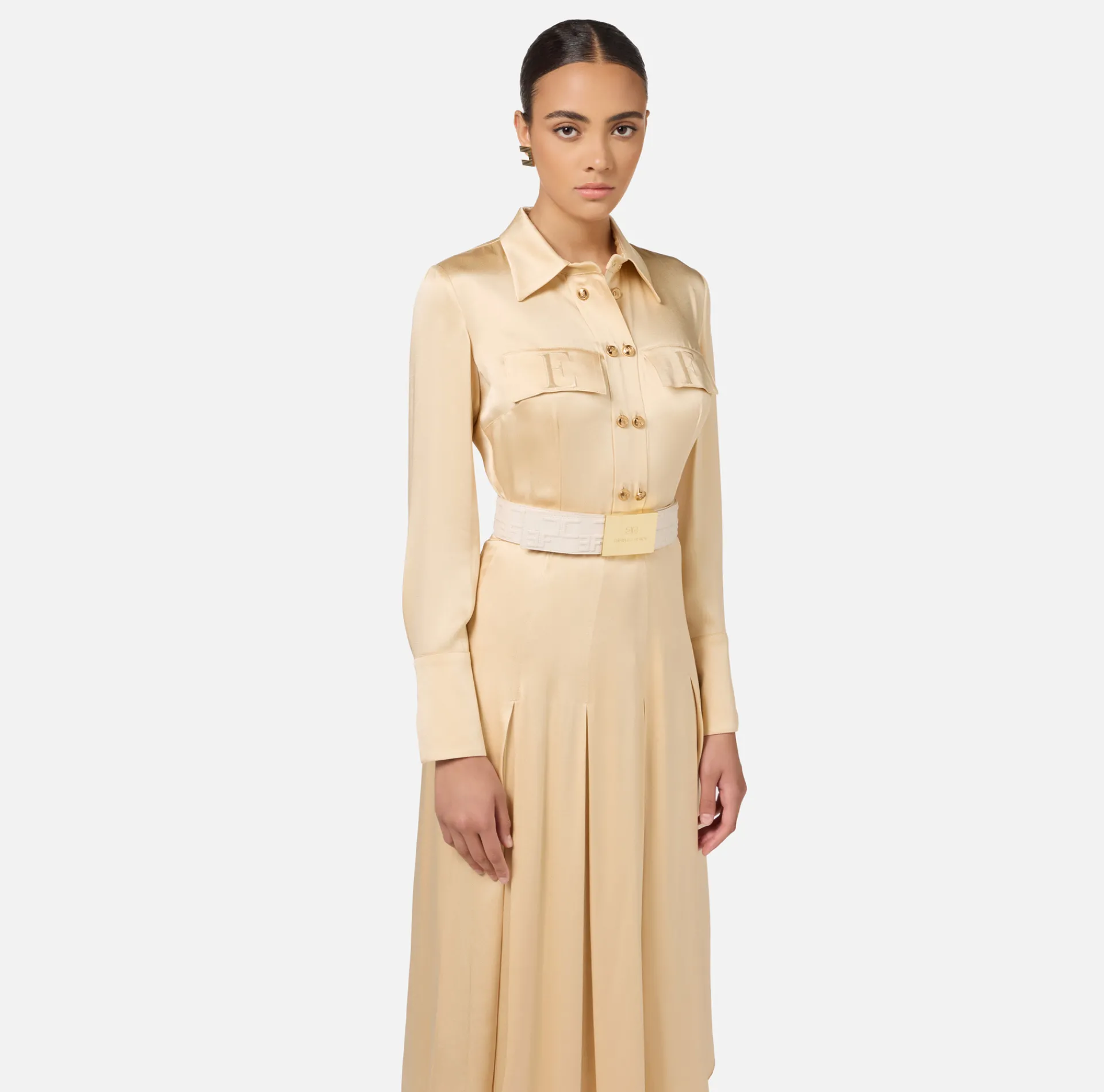 Elisabetta Franchi Belts|Bold Monogram Belt Butter