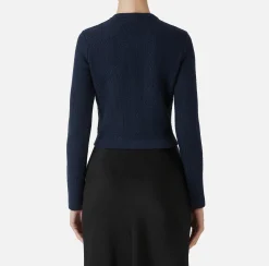 Elisabetta Franchi Knitwear And Sweatshirts|Bouclé wool cardigan with embroidery Navy