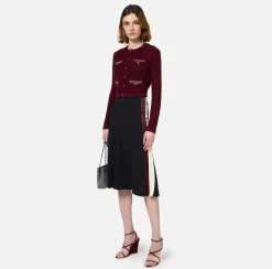 Elisabetta Franchi Knitwear And Sweatshirts|Bouclé wool cardigan with embroidery RougeNoir