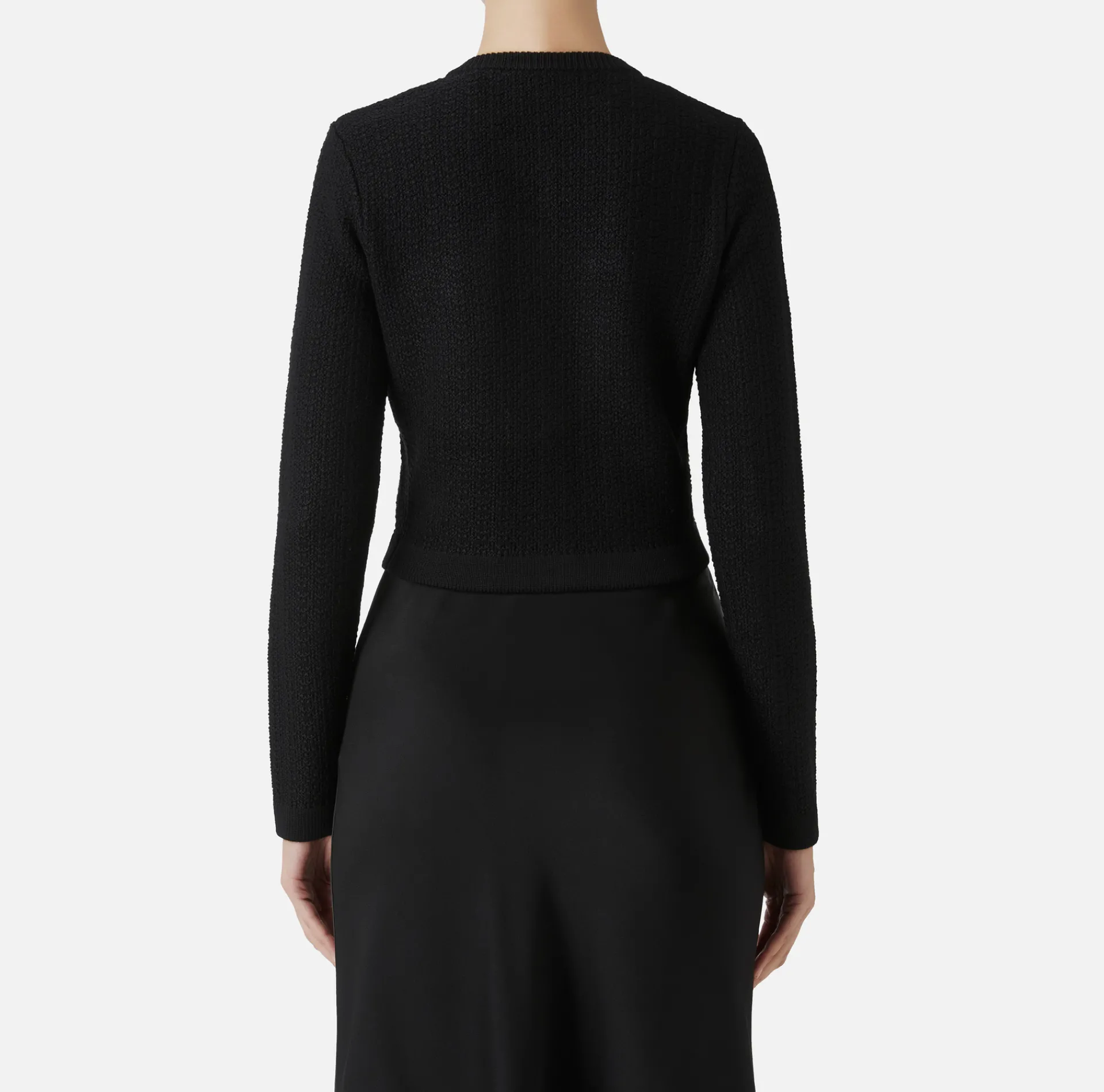 Elisabetta Franchi Knitwear And Sweatshirts|Bouclé wool cardigan with embroidery Black