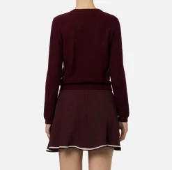 Elisabetta Franchi Knitwear And Sweatshirts|Bouclé wool cardigan with pockets in technical voile fabric RougeNoir