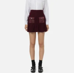 Elisabetta Franchi Skirts|Bouclé wool miniskirt with pockets in technical voile fabric RougeNoir