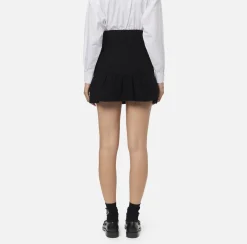 Elisabetta Franchi Skirts|Bouclé wool miniskirt with pockets in technical voile fabric Black