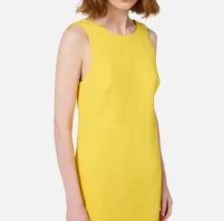 Elisabetta Franchi Mini Dresses|Dresses|Boxy mini-dress in flowing crêpe fabric with neckline and bow Mimosa