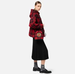 Elisabetta Franchi Strap Bags|Bucket bag in tartan wool RedPassion/Black
