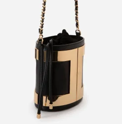 Elisabetta Franchi Strap Bags|Bucket bag with logo Black