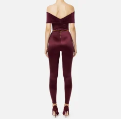 Elisabetta Franchi Jumpsuits|Bustier jumpsuit in Lycra fabric with belt RougeNoir