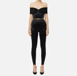 Elisabetta Franchi Jumpsuits|Bustier jumpsuit in Lycra fabric with belt Black