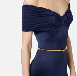 Elisabetta Franchi Jumpsuits|Bustier jumpsuit in Lycra fabric with belt Navy
