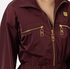 Elisabetta Franchi Jumpsuits|Cargo jumpsuit in technical nylon with zip RougeNoir