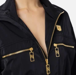 Elisabetta Franchi Jumpsuits|Cargo jumpsuit in technical nylon with zip Black