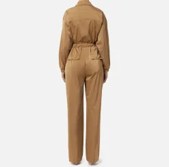 Elisabetta Franchi Jumpsuits|Cargo jumpsuit in technical nylon with zip Camel