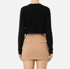Elisabetta Franchi Knitwear And Sweatshirts|Cashmere blend pullover with logo Black/Butter