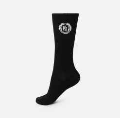 Elisabetta Franchi Stockings And Tights|Cashmere socks with logo embroidery Black/Butter