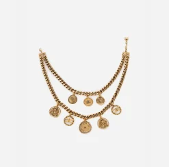 Elisabetta Franchi Jewelry|Choker Necklace With Double Strand Of Chain VintageGold