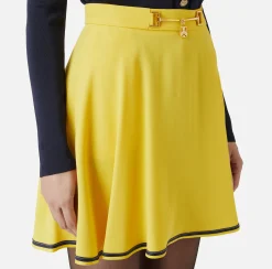 Elisabetta Franchi Skirts|Circle miniskirt in crêpe fabric with horsebit Mimosa/Navy