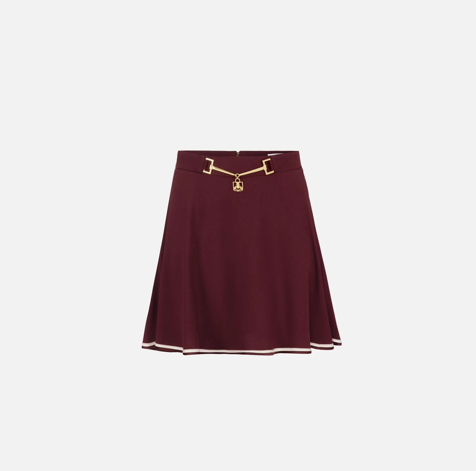 Elisabetta Franchi Skirts|Circle miniskirt in crêpe fabric with horsebit