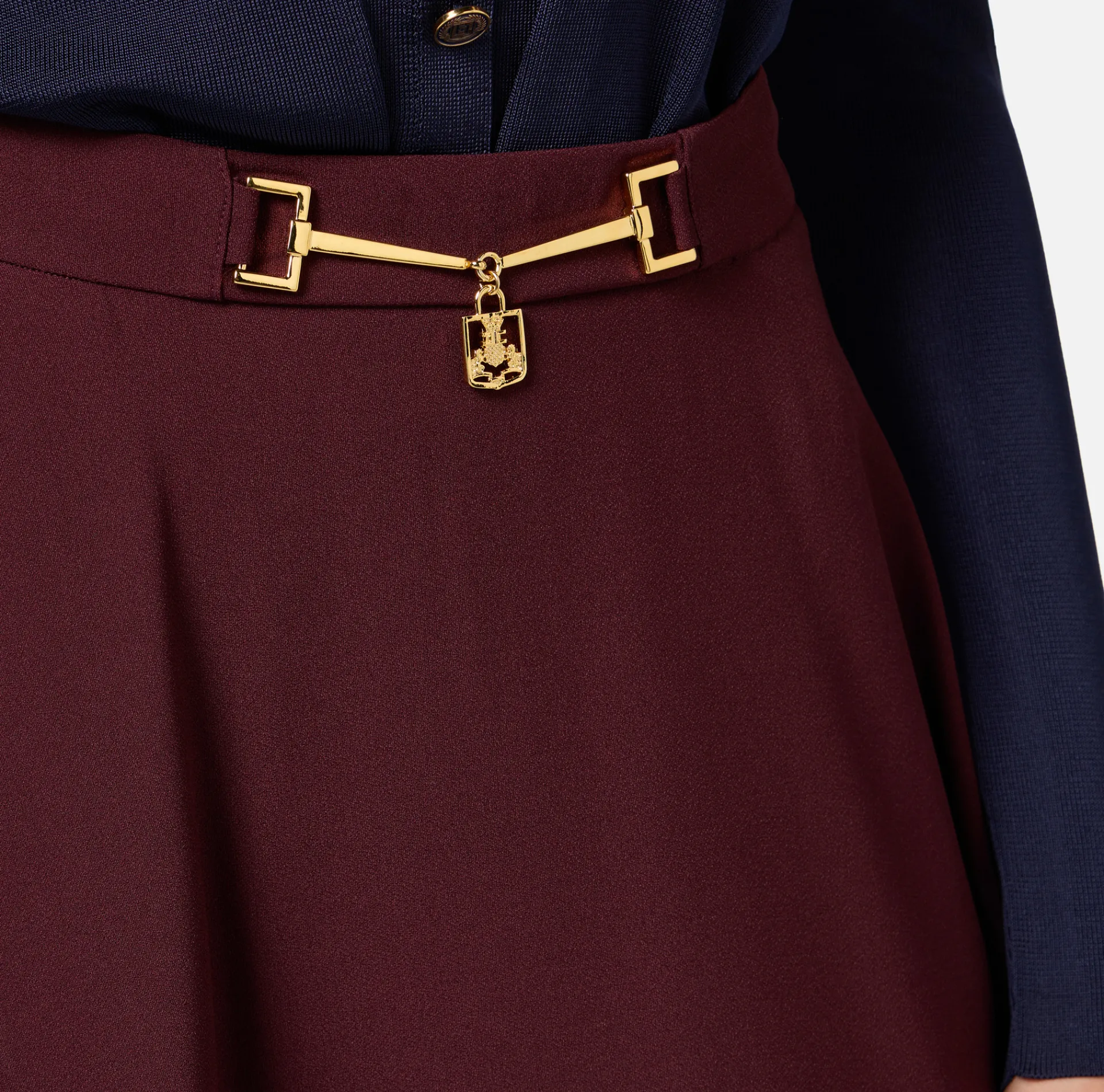 Elisabetta Franchi Skirts|Circle miniskirt in crêpe fabric with horsebit