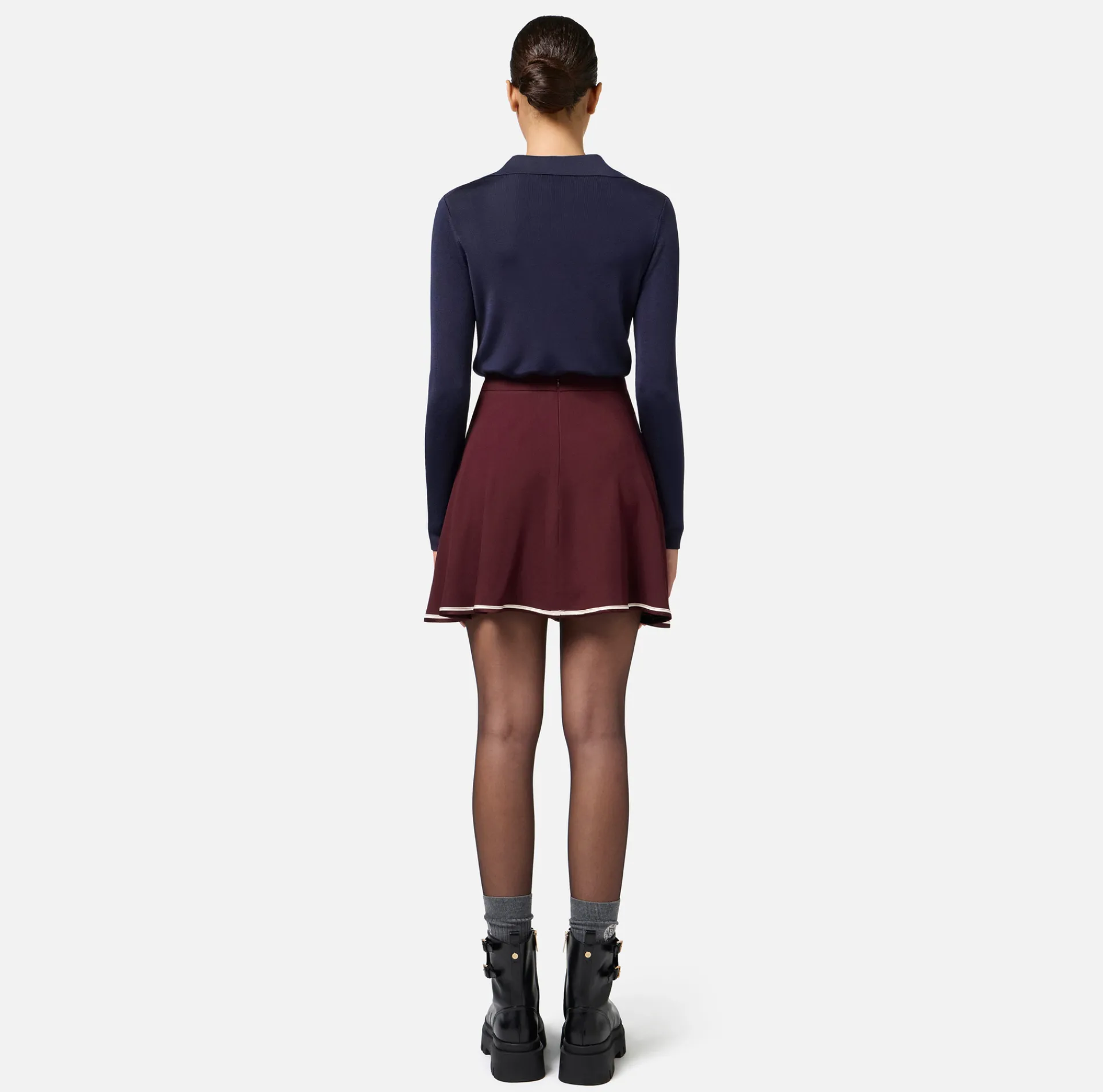 Elisabetta Franchi Skirts|Circle miniskirt in crêpe fabric with horsebit