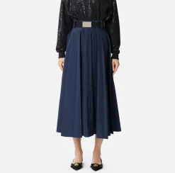 Elisabetta Franchi Skirts|Circle skirt in lightweight technical nylon Navy