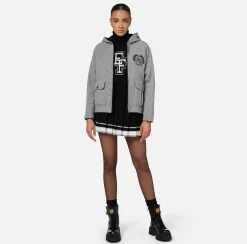 Elisabetta Franchi Coats And Jackets|Cloth fabric jacket with hood HeatherGrey