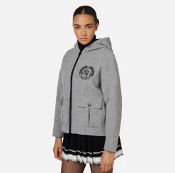 Elisabetta Franchi Coats And Jackets|Cloth fabric jacket with hood HeatherGrey