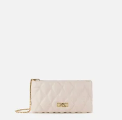 Elisabetta Franchi Clutch|Clutch bag in embossed fabric with chain shoulder strap Latex