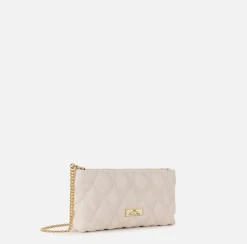 Elisabetta Franchi Clutch|Clutch bag in embossed fabric with chain shoulder strap Latex