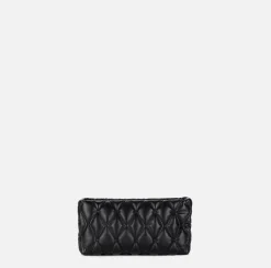 Elisabetta Franchi Clutch|Clutch bag in embossed fabric with chain shoulder strap Black
